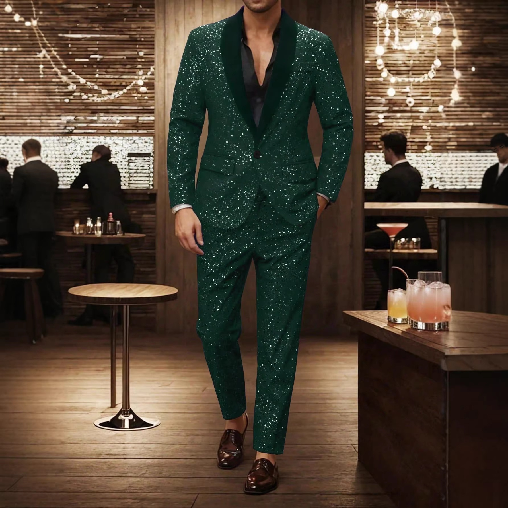 Men'S Gothic Formal Wear - Mens 2 Piece Sequin Suit Regular