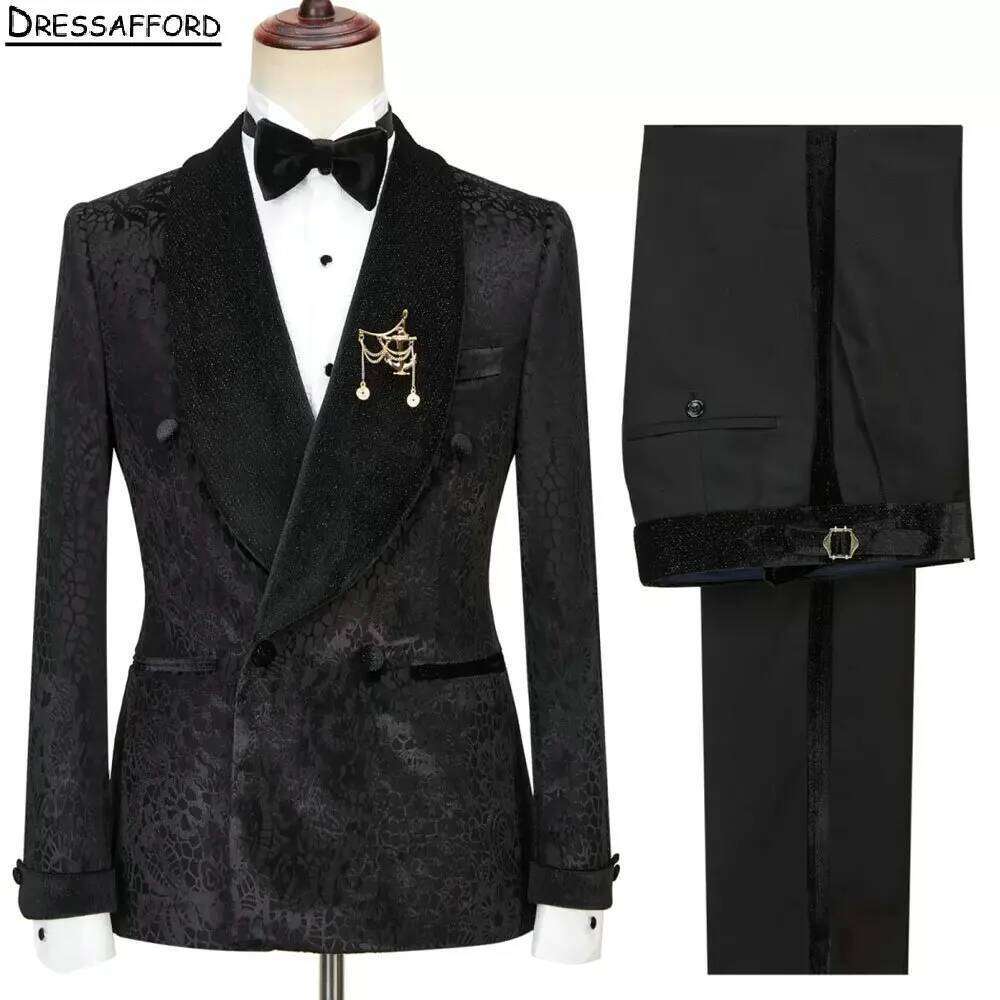 Men'S Formal Wear No Suit - Black Formal Jacquard Men Business Ocn