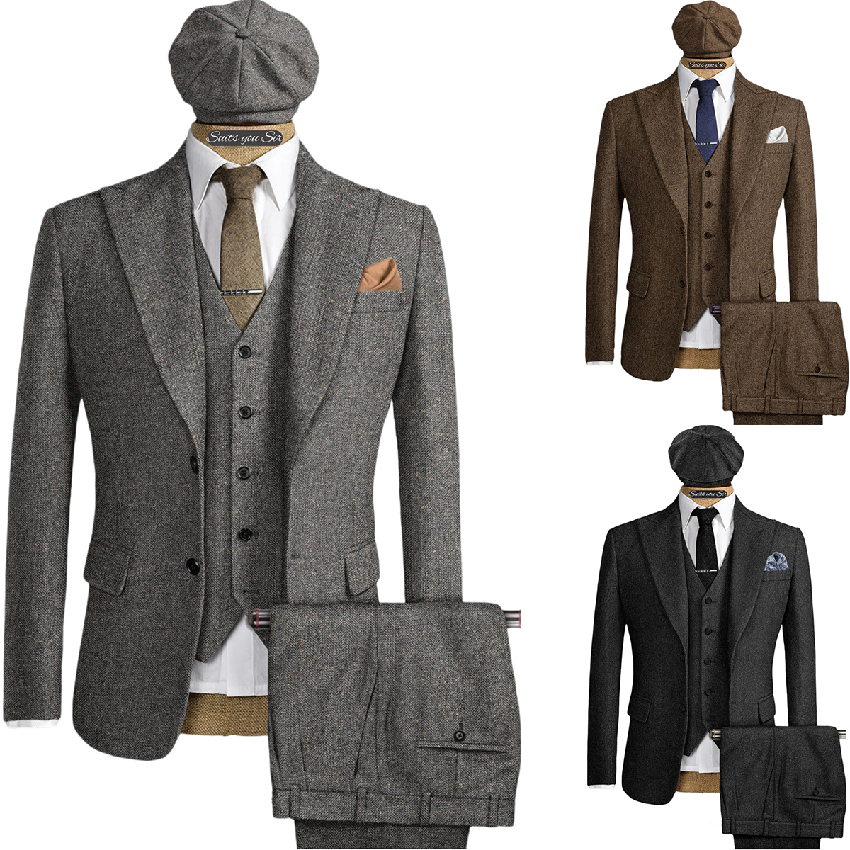 Mens Herringbone Suits 3 Piece - Men'S Formal Wear No Suit 리뷰 및 가격
