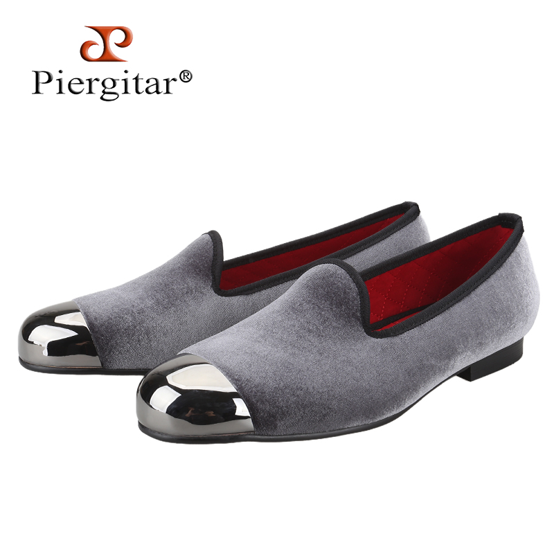 Piergitar Gray Velvet Slip-On  - Men'S Formal Wear Slippers 리뷰 및 가격