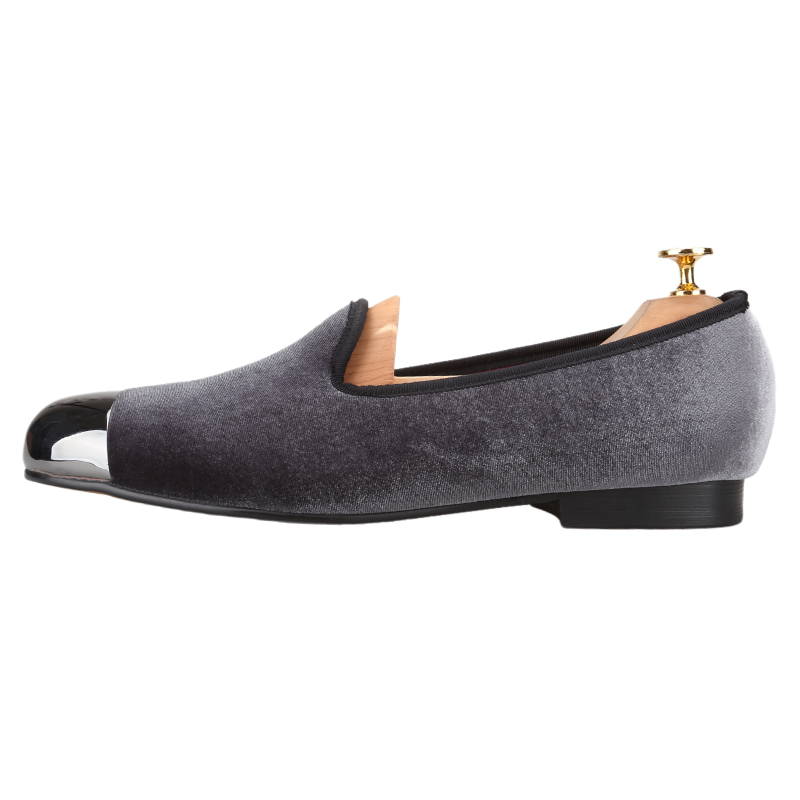 Piergitar Gray Velvet Slip-On  - Men'S Formal Wear Slippers 리뷰 및 가격
