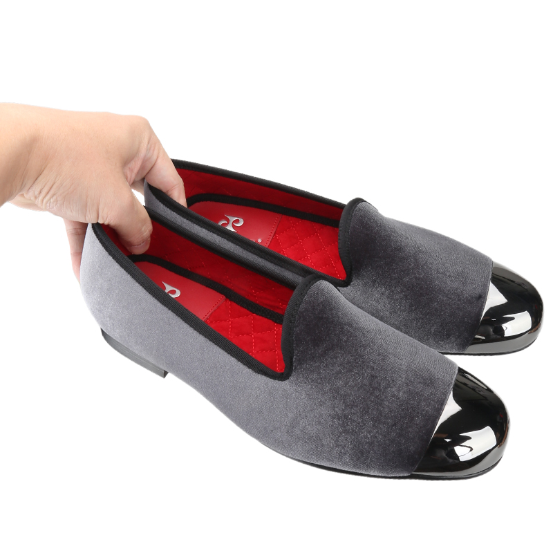Piergitar Gray Velvet Slip-On  - Men'S Formal Wear Slippers 리뷰 및 가격