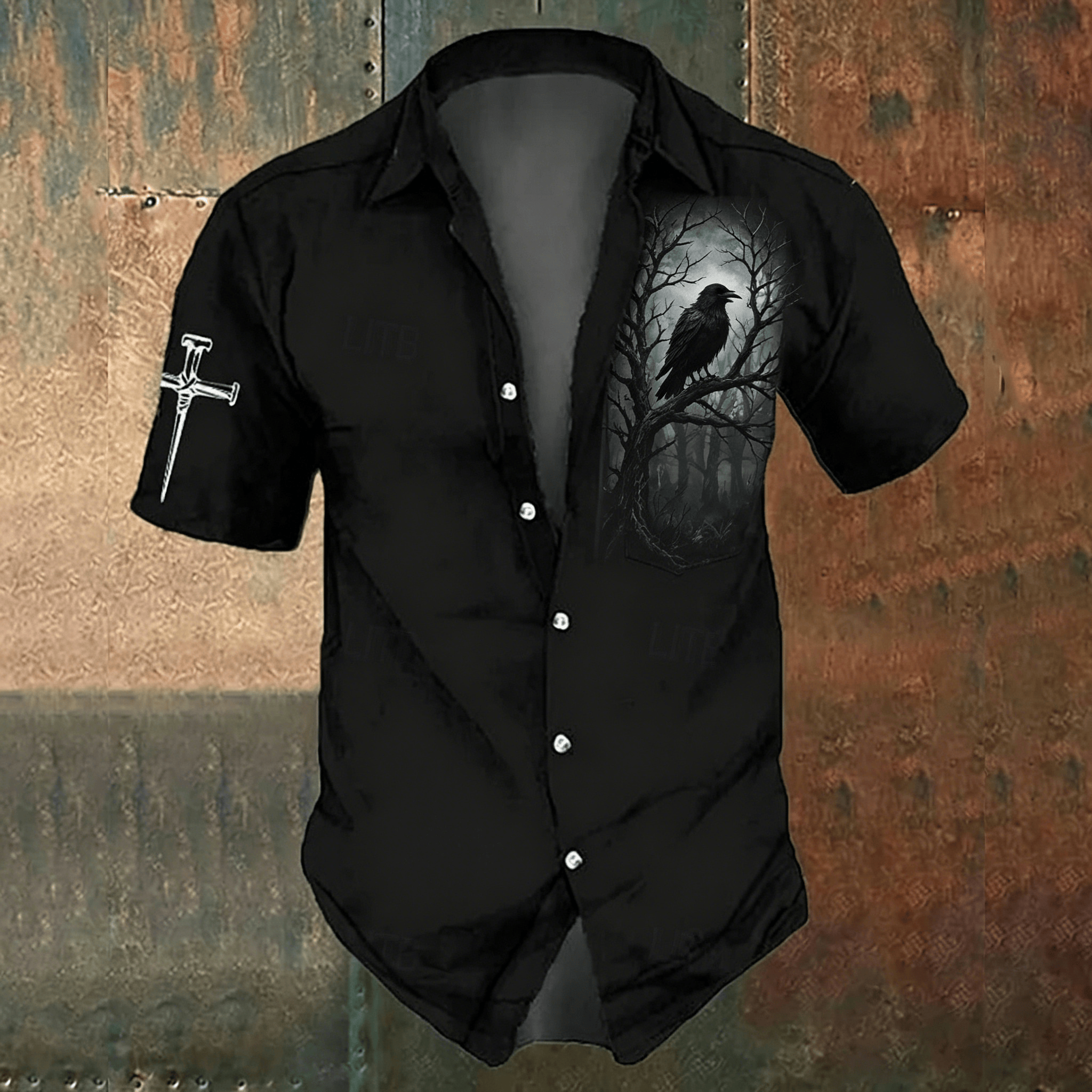 Men's Black Cross Print Casual - Men'S Gothic Formal Wear 리뷰 및 가격