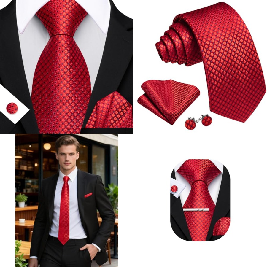 Men Plaid/Striped Ties Set Sil - Mens Formal 리뷰 및 가격