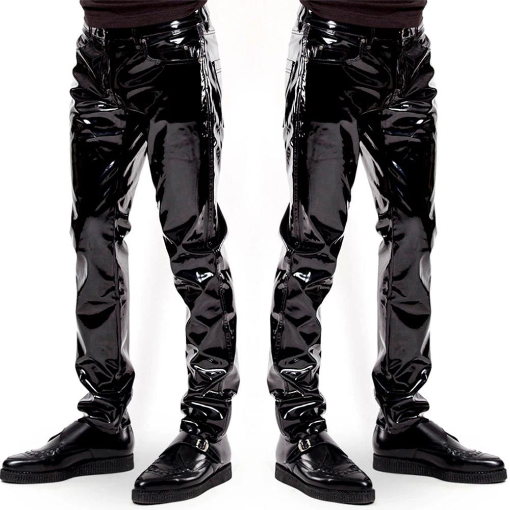 Men Faux Leather PVC Pants Tro - Men'S Gothic Formal Wear 리뷰 및 가격