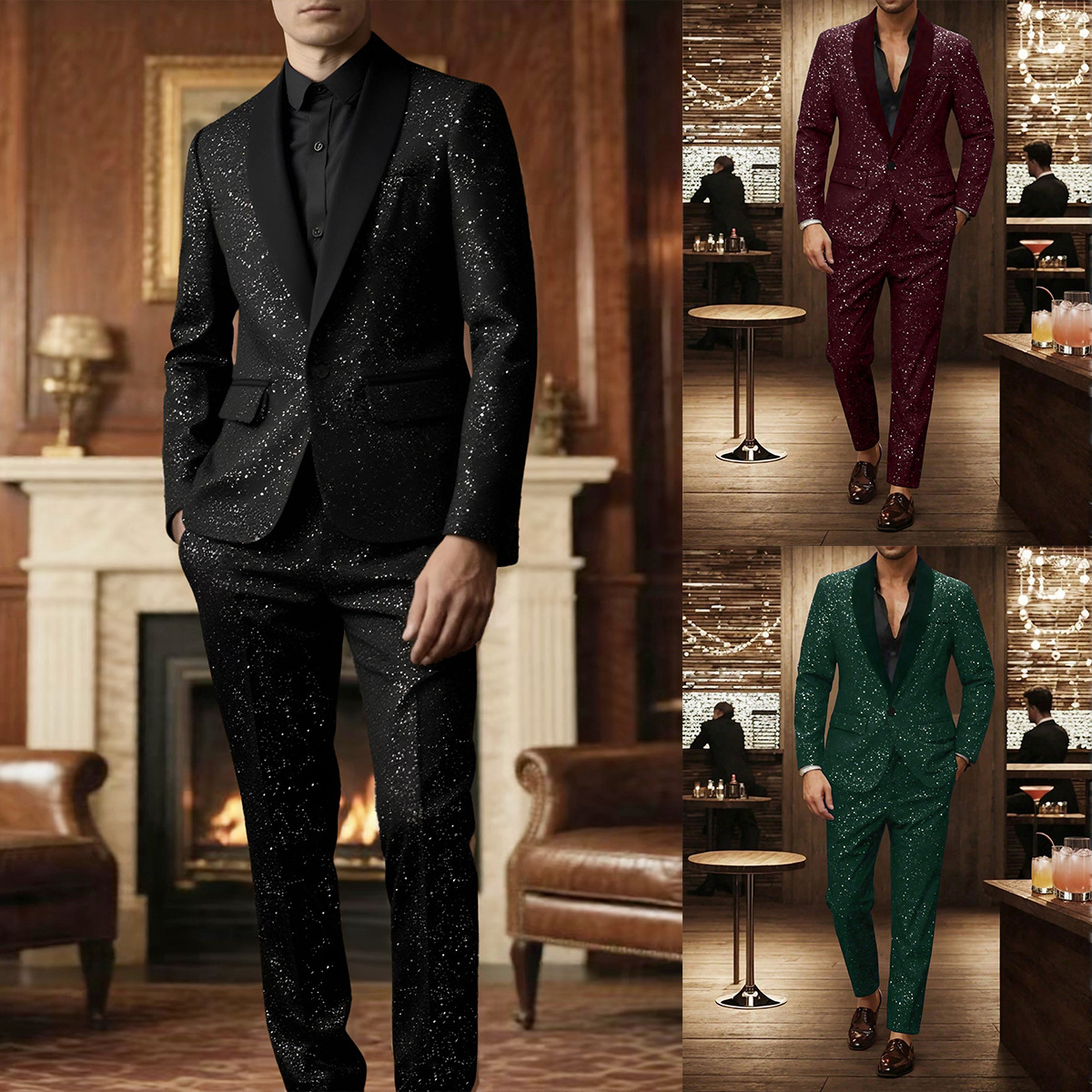 Mens 2 Piece Sequin Suit Regul - Men'S Gothic Formal Wear 리뷰 및 가격