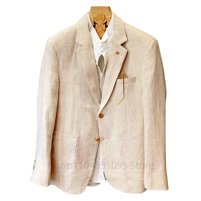 Beige Men Suit Linen Blazers J - Men Formal Wear Design 리뷰 및 가격
