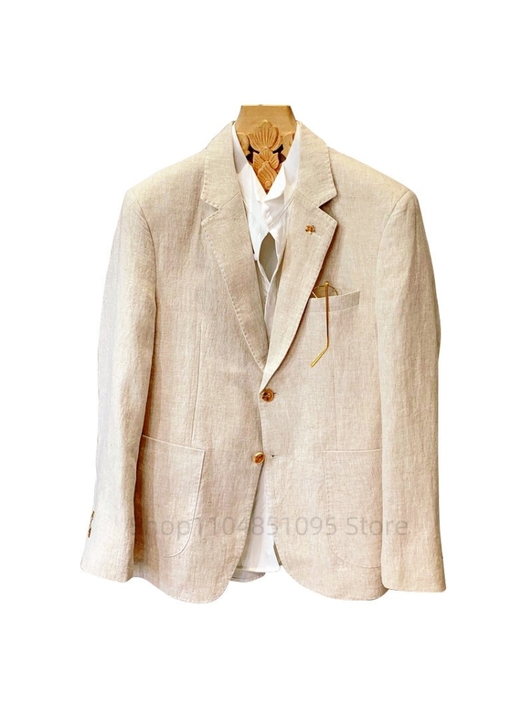 Beige Men Suit Linen Blazers J - Men Formal Wear Design 리뷰 및 가격
