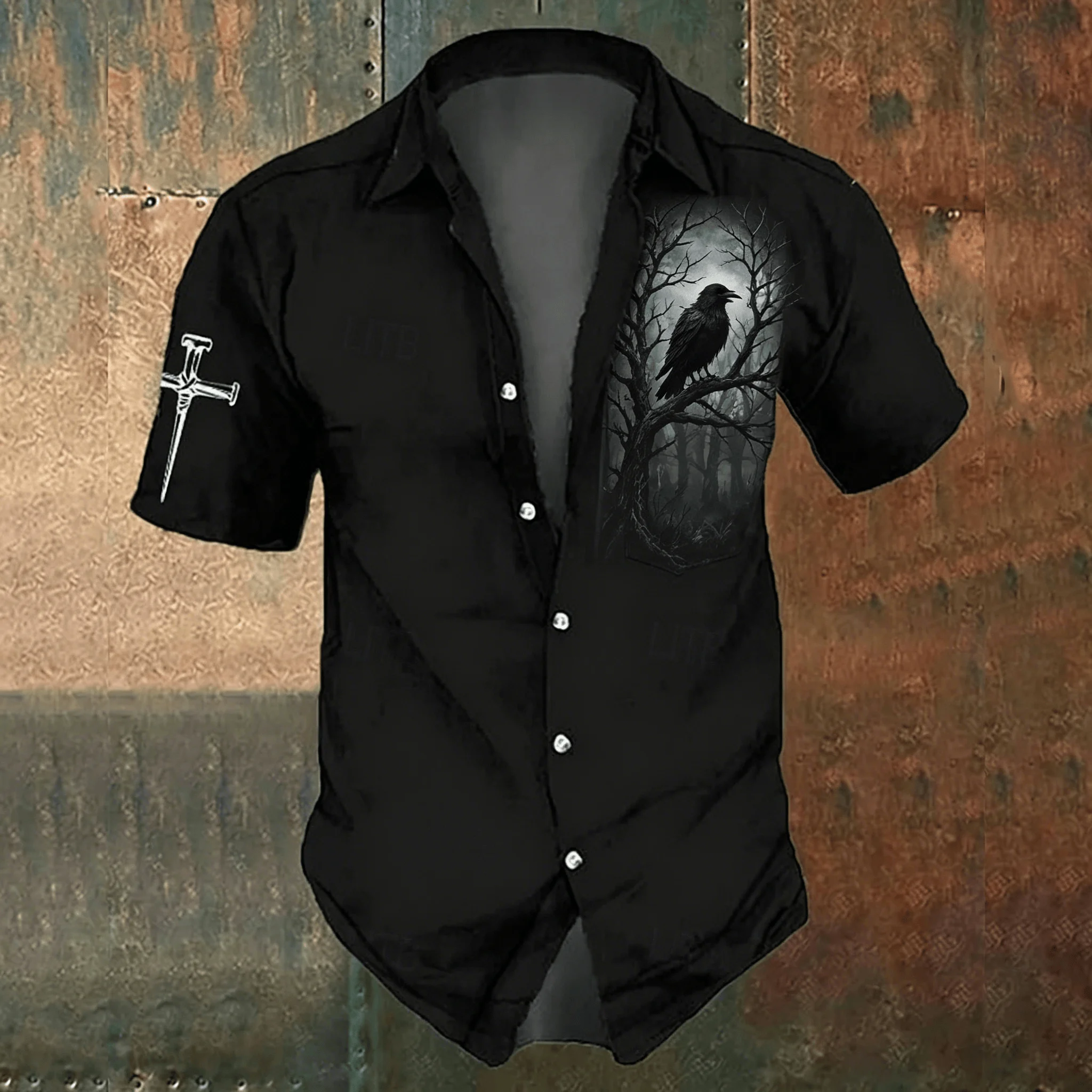 Men's black cross-print casual - Men'S Gothic Formal Wear 리뷰 및 가격