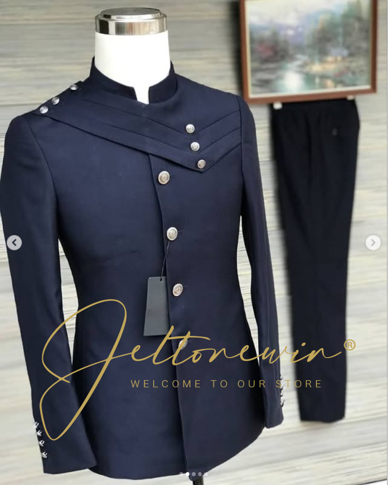 Men's Navy Blue Suit Set with  - Men Formal Wear Design 리뷰 및 가격