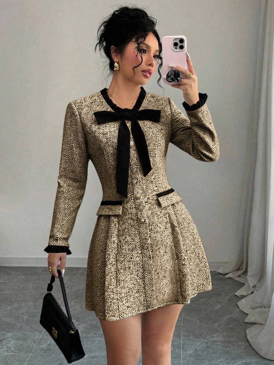 Womens Tweed Long Sleeve Dress - Mens Formal 리뷰 및 가격