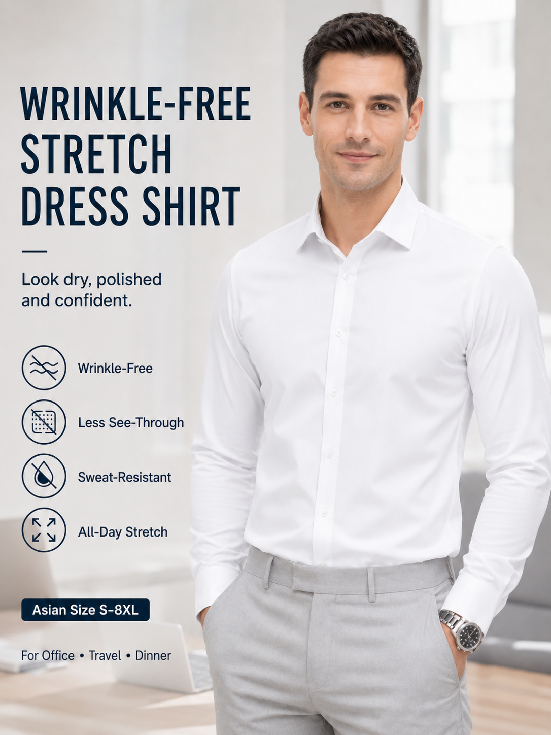 Mens Non-Iron Stretch Dress Sh - Mens Formal 리뷰 및 가격