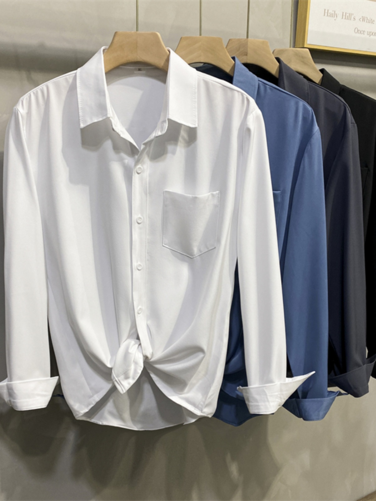 White Long Sleeve Shirt Jacket - High End Men'S Formal Wear 리뷰 및 가격