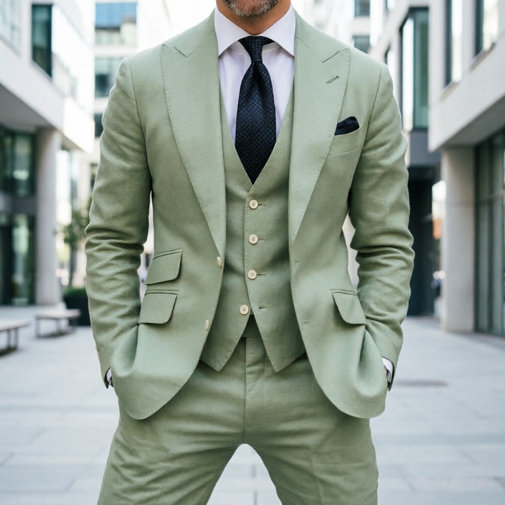 Sky Blue Linen Men Wedding Tux - Men'S Formal Wear No Suit 리뷰 및 가격