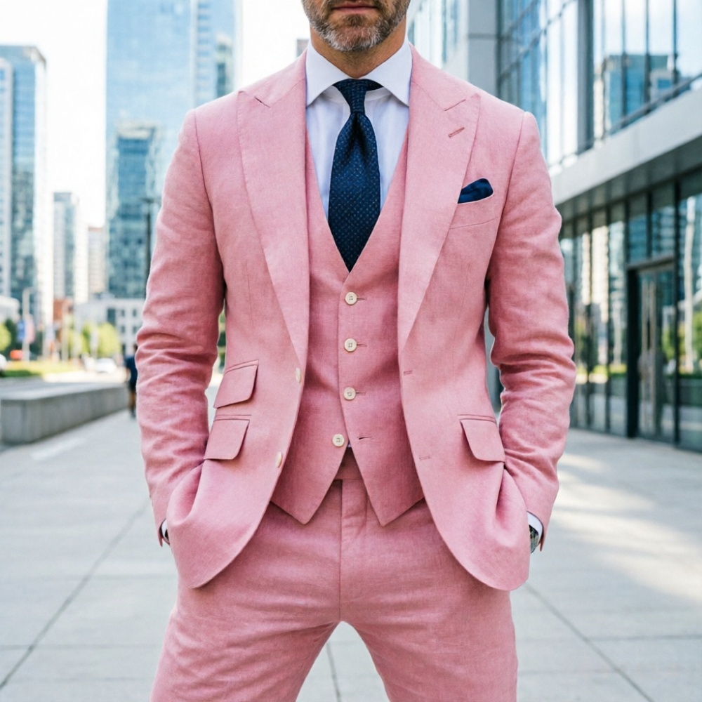Sky Blue Linen Men Wedding Tux - Men'S Formal Wear No Suit 리뷰 및 가격